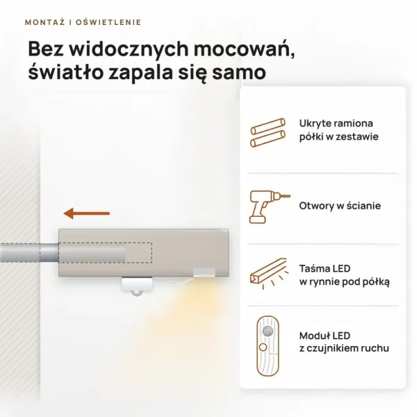 Półka wisząca LED - Kaszmir