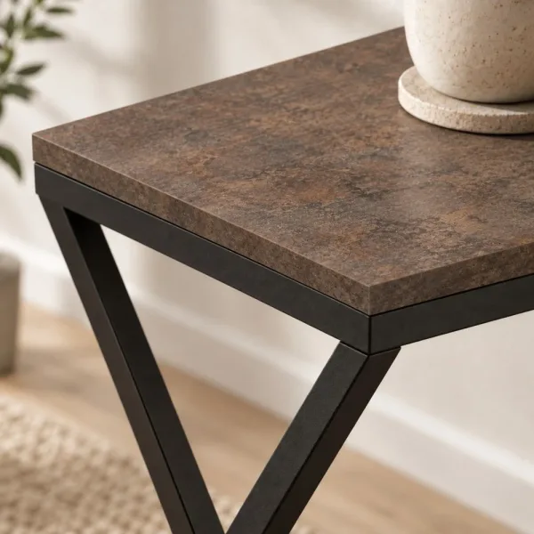 Stolik metalowy X - Beton Rdzawy
