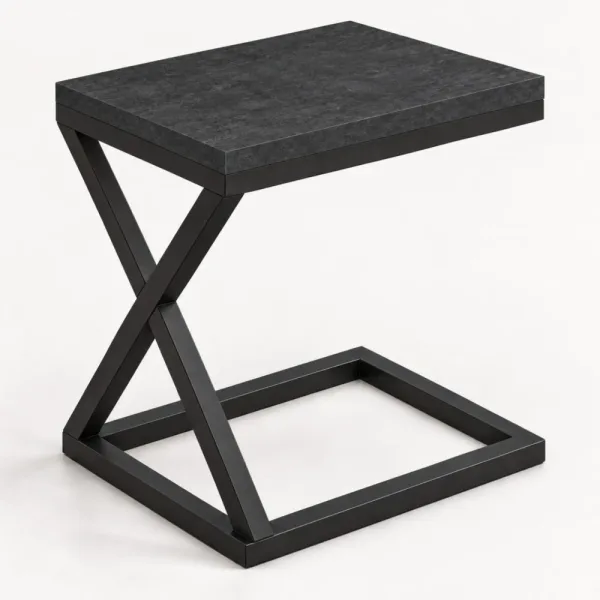 Stolik metalowy X - Beton Czarny