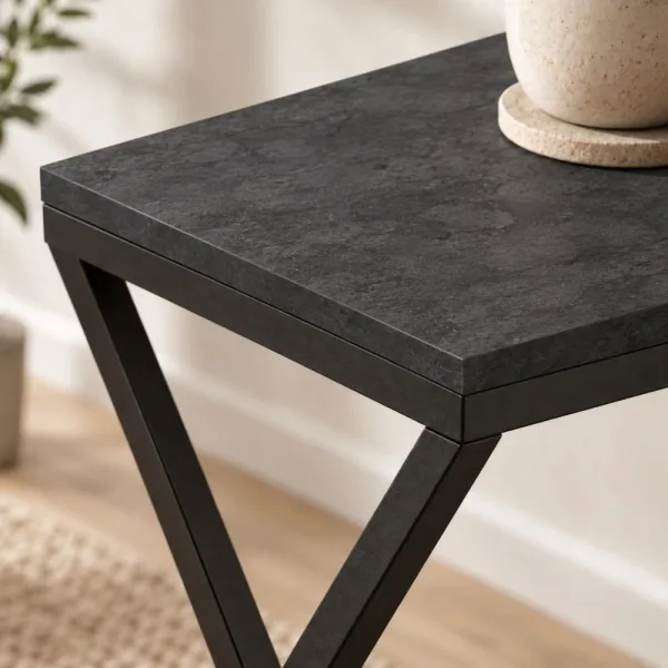 Stolik metalowy X - Beton Czarny