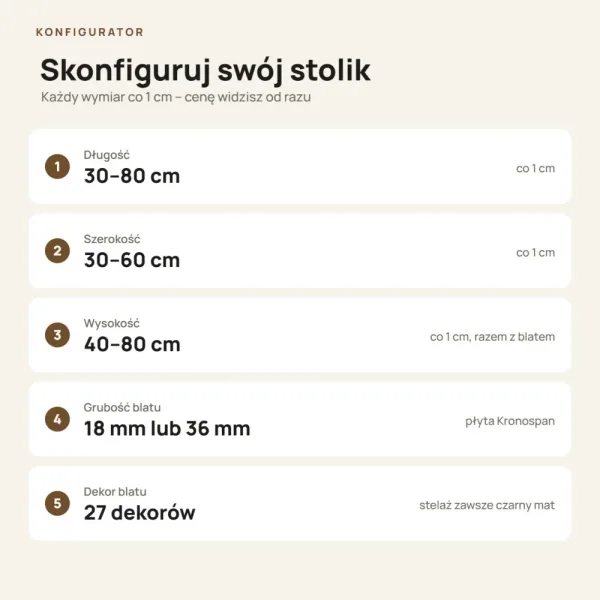 Stolik metalowy X - Dąb Cremona