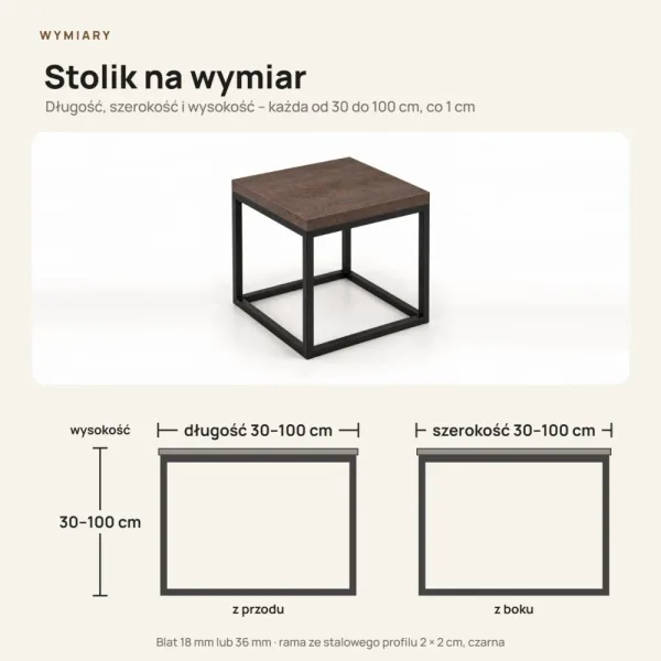 Stolik kawowy metalowy - Beton Rdzawy
