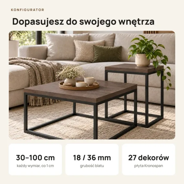 Stolik kawowy metalowy - Beton Rdzawy