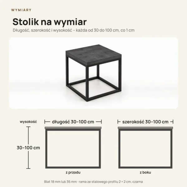 Stolik kawowy metalowy - Beton Czarny