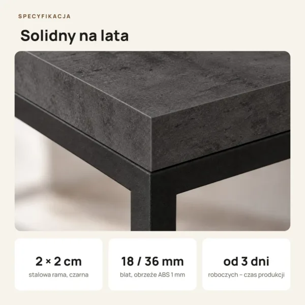 Stolik kawowy metalowy - Beton Czarny