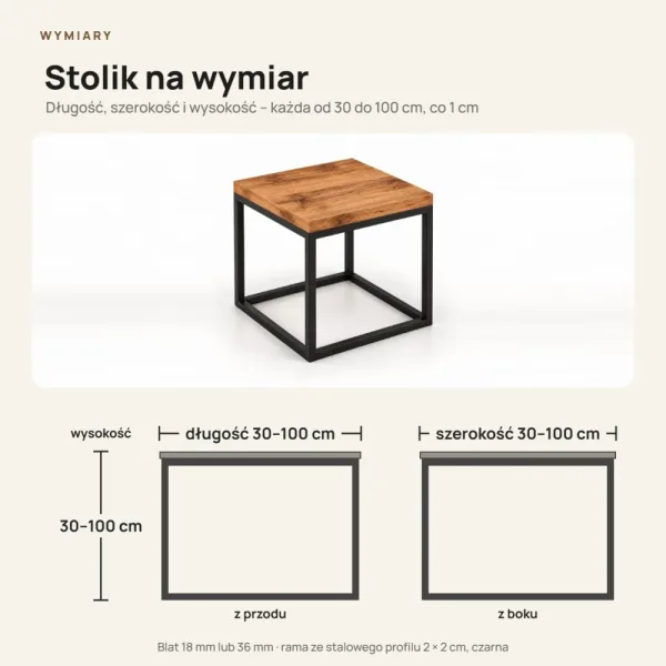 Stolik kawowy metalowy - Dąb Wotan