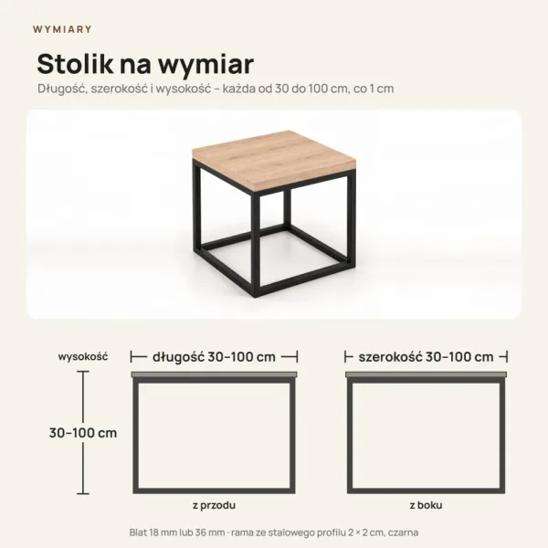 Stolik kawowy metalowy - Dąb Cremona