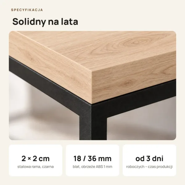 Stolik kawowy metalowy - Dąb Cremona