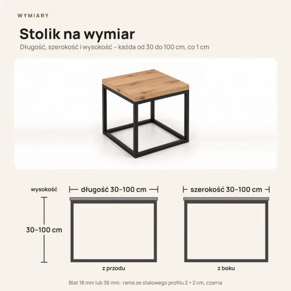 Stolik kawowy metalowy - Dąb Evoke