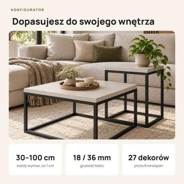Stolik kawowy metalowy - Kaszmir