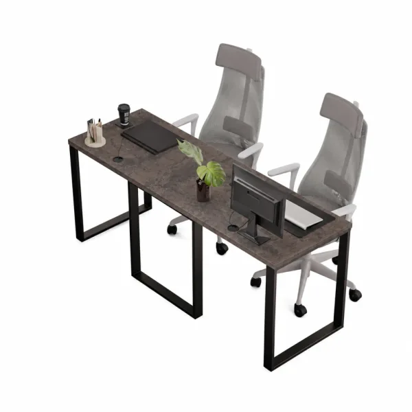Biurko podwójne Iron Duo Loft - Beton Rdzawy