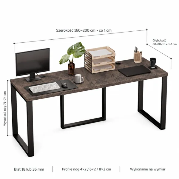Biurko podwójne Iron Duo Loft - Beton Rdzawy
