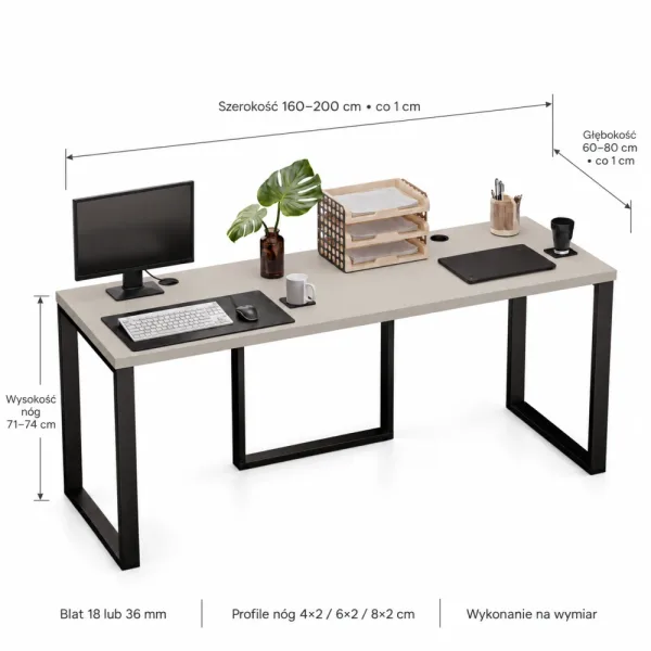 Biurko podwójne Iron Duo Loft - Kaszmir