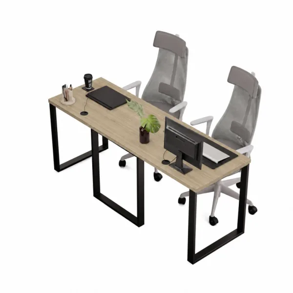 Biurko podwójne Iron Duo Loft - Dąb Cremona