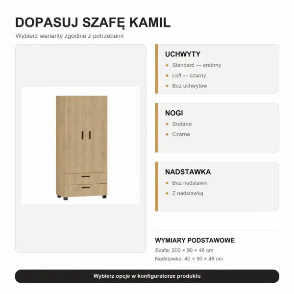 Szafa z szufladami Kamil - Dąb Cremona