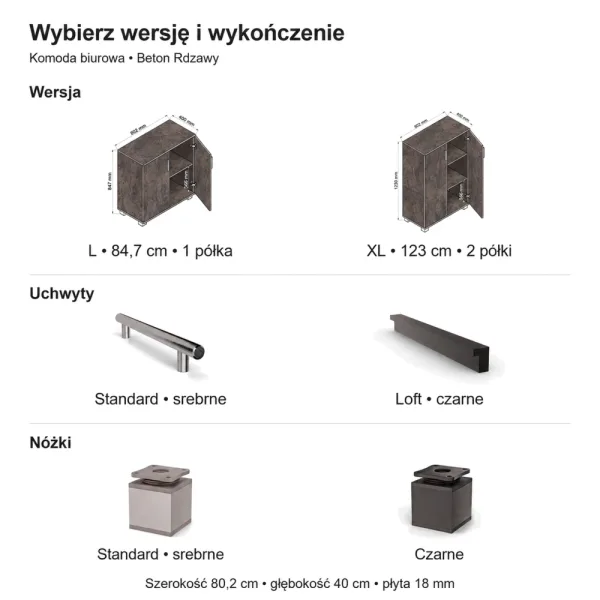 Komoda biurowa na dokumenty - Beton Rdzawy