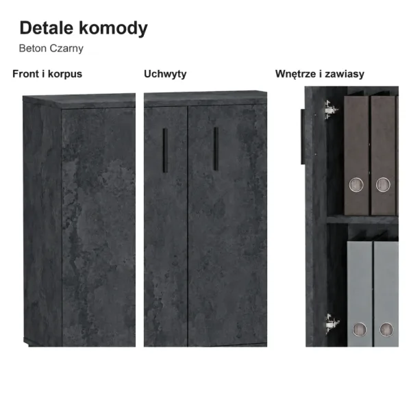Komoda biurowa na dokumenty - Beton Czarny
