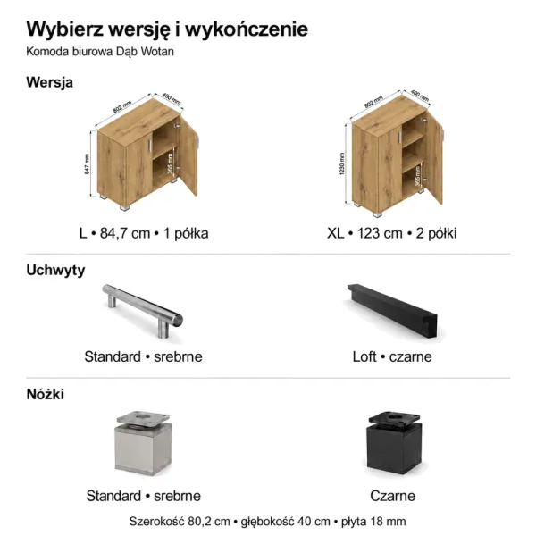 Komoda biurowa na dokumenty - Dąb Wotan