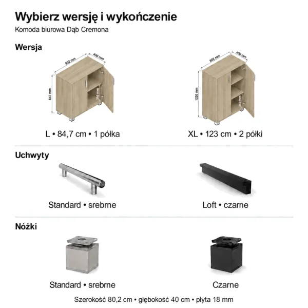 Komoda biurowa na dokumenty - Dąb Cremona