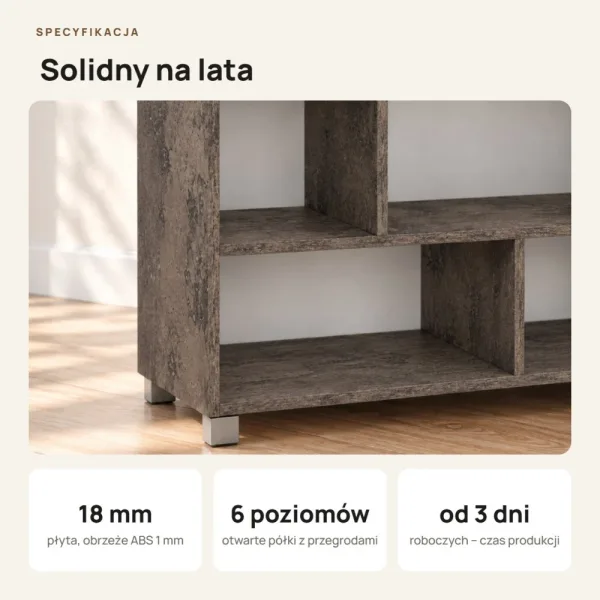 Regał z półkami Marek - Beton Rdzawy