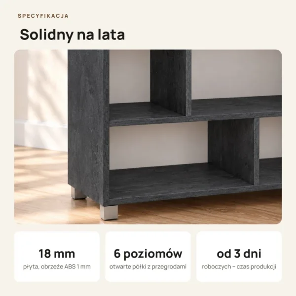 Regał z półkami Marek - Beton Czarny