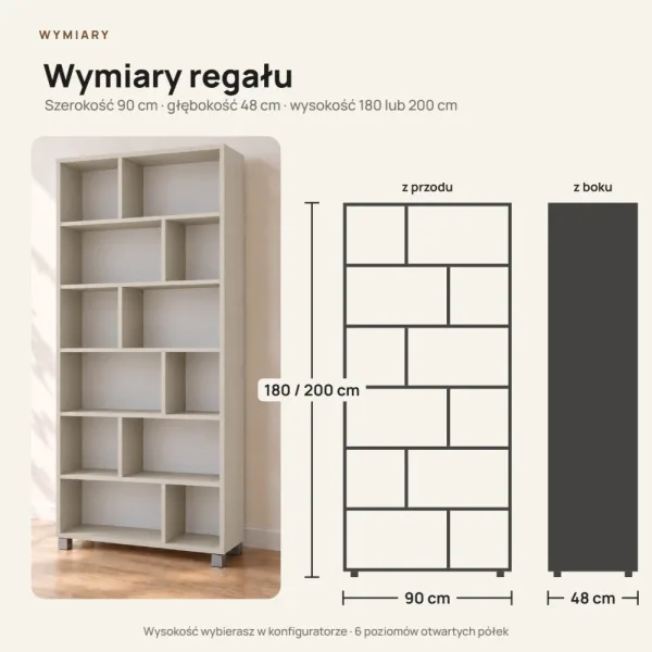 Regał z półkami Marek - Kaszmir