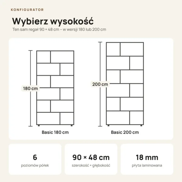 Regał z półkami Marek - Dąb Evoke