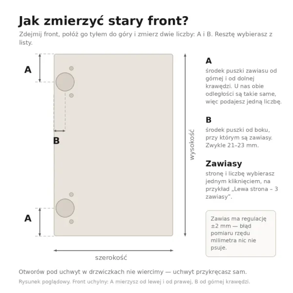 Front na wymiar z nawiertami pod zawiasy - Sosna K010 SN