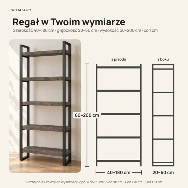 Regał Metalowy Loftowy Industrialny Beton Rdzawy