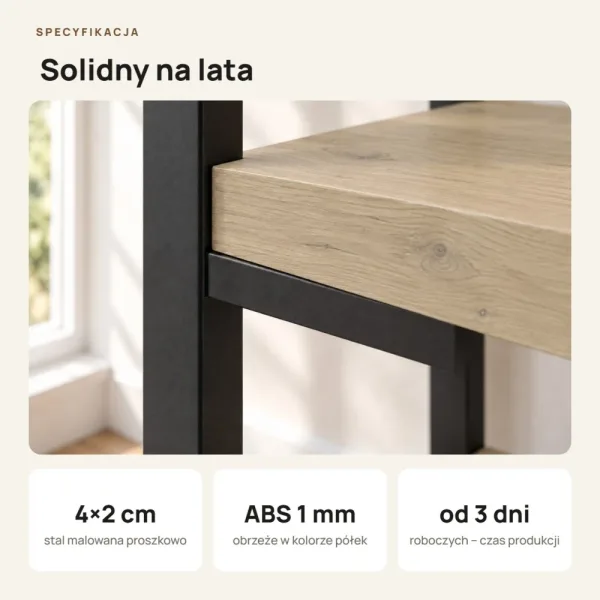 Regał Metalowy Loftowy Industrialny Dąb Cremona