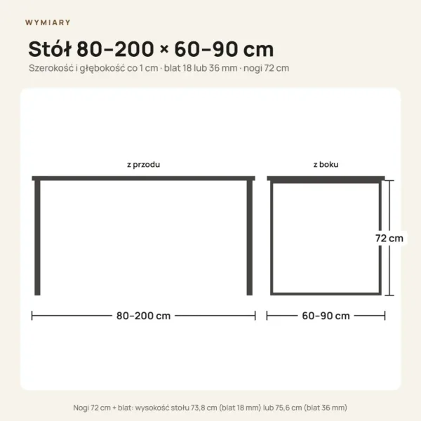 Stół kuchenny z metalowymi nogami - Beton Rdzawy