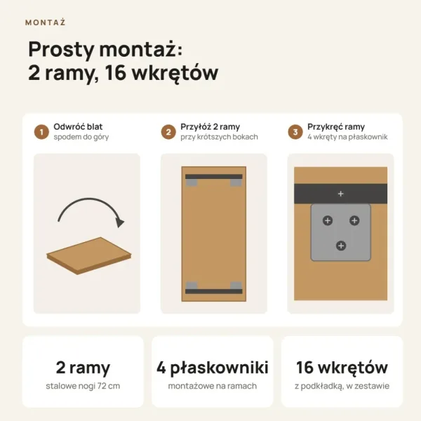 Stół kuchenny z metalowymi nogami - Dąb Cremona