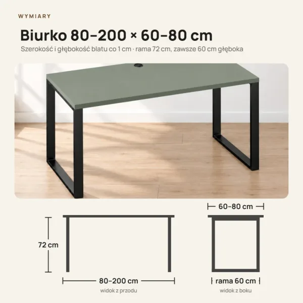Biurko z metalowymi nogami - Dymiona Zieleń