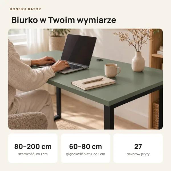 Biurko z metalowymi nogami - Dymiona Zieleń