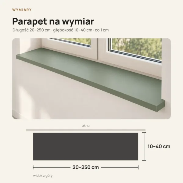 Parapet wewnętrzny na wymiar - Dymiona Zieleń