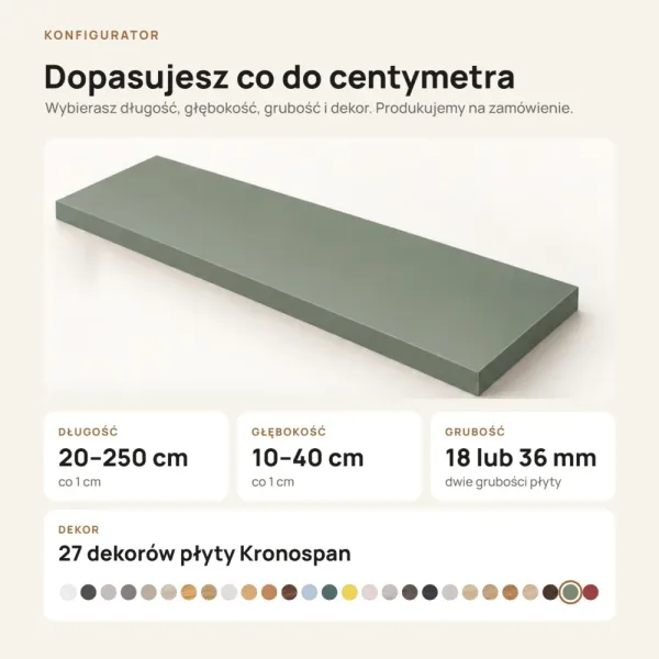 Parapet wewnętrzny na wymiar - Dymiona Zieleń