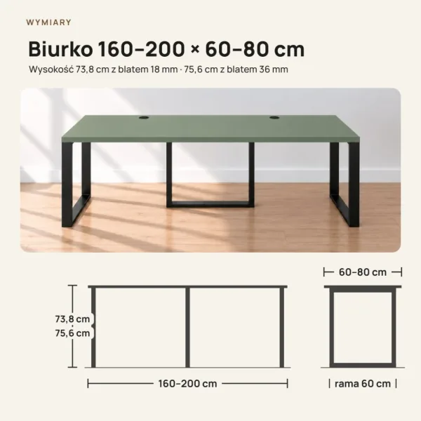 Biurko podwójne Iron Duo Loft - Dymiona Zieleń