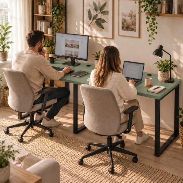 Biurko podwójne Iron Duo Loft - Dymiona Zieleń