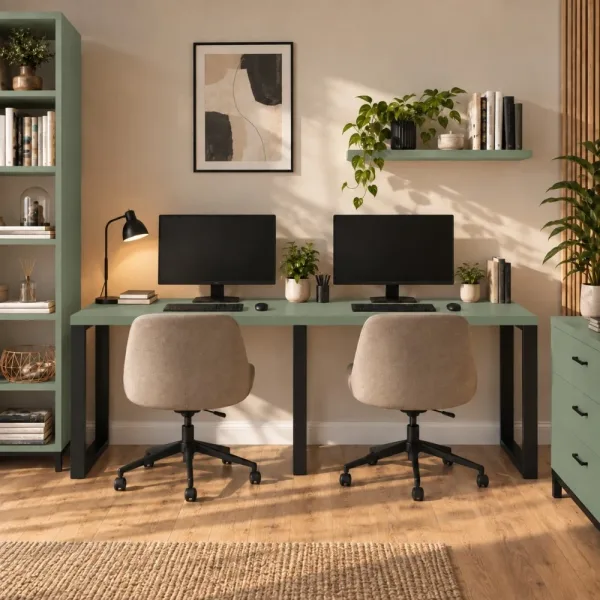 Biurko podwójne Iron Duo Loft - Dymiona Zieleń