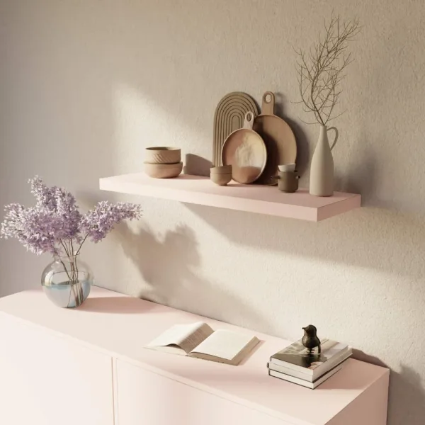 OUTLET Zestaw 3 półek wiszących Różowy: 2× 40×20 cm + LED 60×25 cm (uszkodzenia mechaniczne)