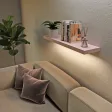 OUTLET Zestaw 3 półek wiszących Różowy: 2× 40×20 cm + LED 60×25 cm (uszkodzenia mechaniczne)