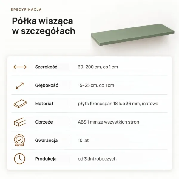 Półka wisząca - Dymiona Zieleń