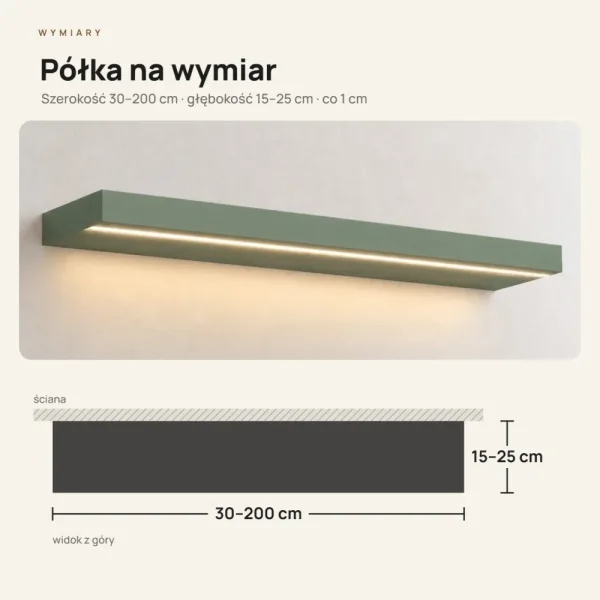 Półka wisząca LED - Dymiona Zieleń