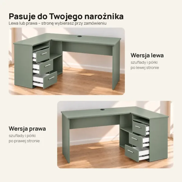 Biurko szkolne narożne Aga - Dymiona Zieleń