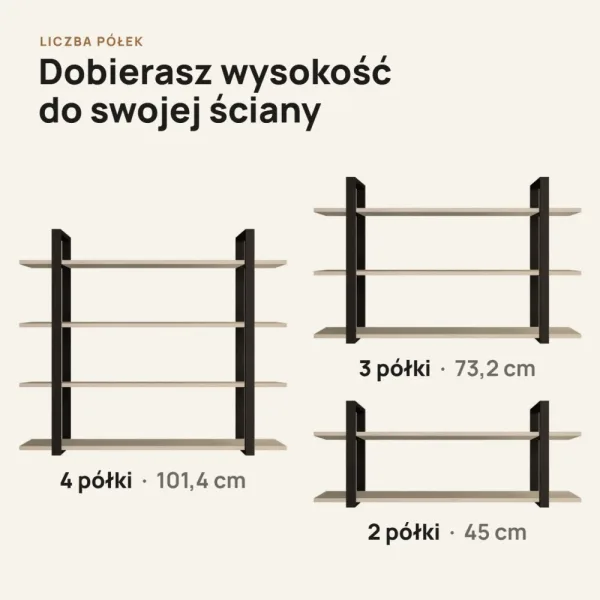Półka metalowa Kaszmir loftowa