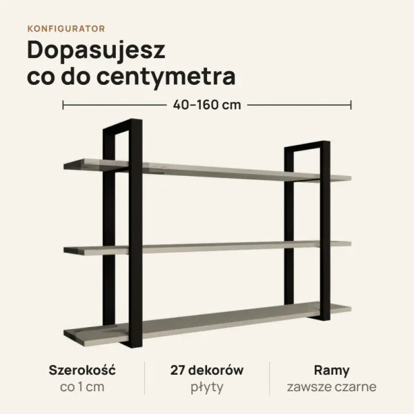 Półka metalowa Kaszmir loftowa
