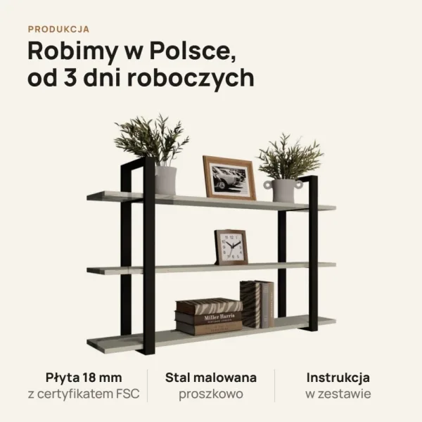 Półka metalowa Kaszmir loftowa