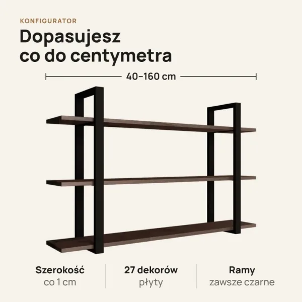 Półka metalowa Beton Rdzawy loftowa