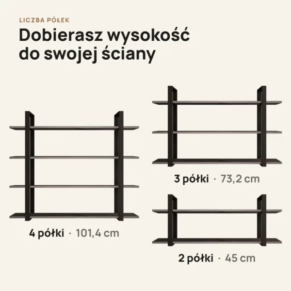 Półka metalowa Beton Czarny loftowa