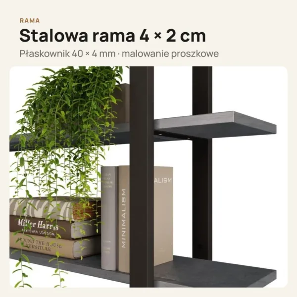 Półka metalowa Beton Czarny loftowa